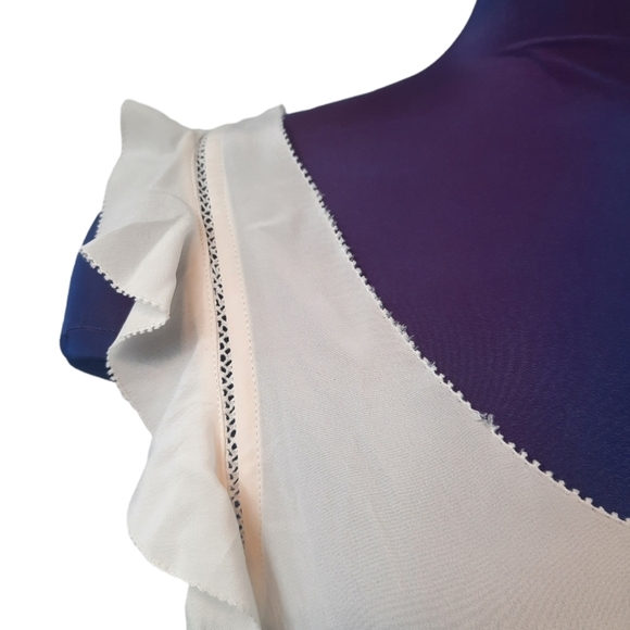 Joie 100%‎ Silk Cream Blouse Flutter Sleeve Cut Out Scoop Neck Size XS Women's - Picture 2 of 7